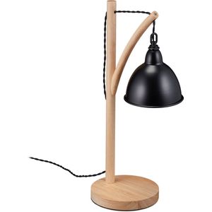 Relaxdays tafellamp - hangende lampenkap - bureaulamp - modern - industrieel - kleurkeuze - zwart
