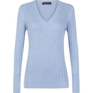 Felix Hardy V-Neck - V Trui - Kabeltrui - 100% Katoen Dames Blau - S