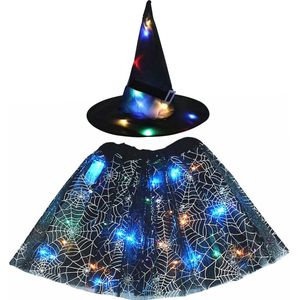 Heksenhoed Halloween met LED Lichtjes - Zwart - Verkleedaccessoire