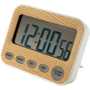 Intirilife Digitale timer in bruin – keukenklok kookwekker kookwekker in houtlook met LCD-display – stopwatch keukentimer wekker alarm klok kookklok