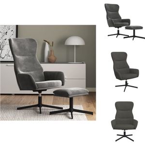 vidaXL Relaxstoel Velvet - Donkergrijs - 70 x 77 x 94 cm - Comfortabele stoel met voetenbank - Fauteuil