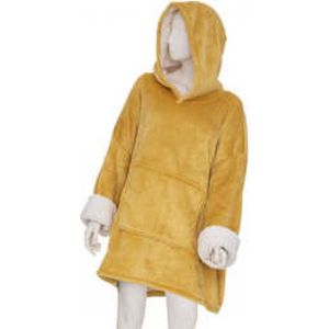 snuggle hoodie dames - heren - okergeel - met voering - met capuchon - breed