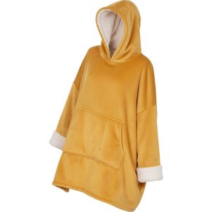 snuggle hoodie dames - heren - okergeel - met voering - met capuchon - breed