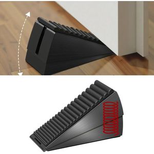 Zware deurstopper, veerbelast, verstelbare wigvormige hoge deurstopper, rubberen deurstopper, roestvrijstalen deurstopper, geschikt voor elke zware deur, afmetingen: 12,8 x 7,6 cm (zwart)