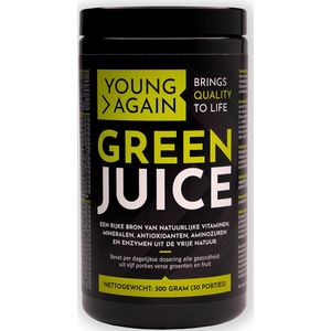 Young Again Green Juice - 300 gram - Tarwegras - Fruits & Greens extract - Spirulina - Chlorella - Groene thee extract - Lactospore - Vezels - Vegan