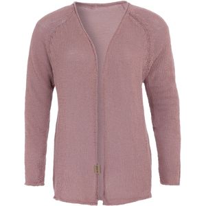 Knit Factory Jasmin Kort Gebreid Dames Vest - Lente & zomer vest - Dames cardigan gemaakt uit 80% gerecycled katoen - Oud Roze - 36/38