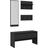 vidaXL - 4-delige - Garderobe - set - bewerkt - hout - zwart