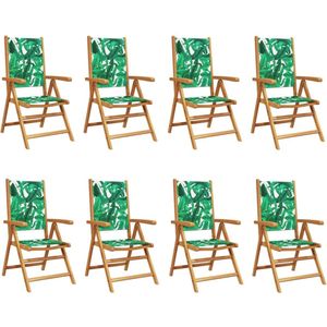 vidaXL Tuinstoel - Tuinstoelen - Inklapbare Tuinstoel - Tuin Stoel - Tuinstoelen 8 st verstelbaar massief hout en stof groen