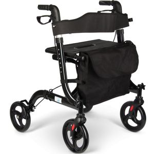 MedWalk - Rollator - Zwart - Lichtgewicht - Opvouwbaar - Zitfunctie