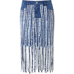 Angel of Style - Dames - Jeansrok slim fit lange franjes 5-pocket - Blue stone - Maat 44