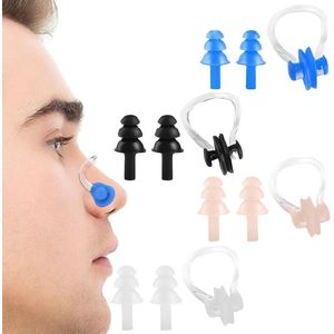 Allecto plus - Neusklem en oordopjes set voor volwassenen, zwemaccessoires met neusbescherming