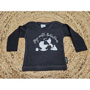 Shirt lange mouw - Mijn eerste sinterklaas met wieg - zwart met witte opdruk - maat 74