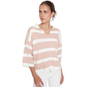 Trendyol Zwarte Polokraag Basic Gestreepte Trui Twoaw23Bz00001