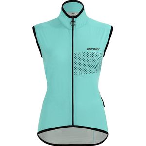 Santini Windstopper Mouwloos Waterafstotend Dames Aqua Zwart - Guard Nimbus Wind And Rain Proof Vest For Women Acqua Blue - S