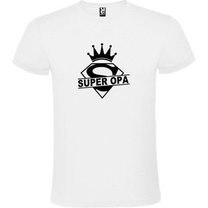 Wit T shirt met print van ""Super Opa "" print Zwart size XXXL