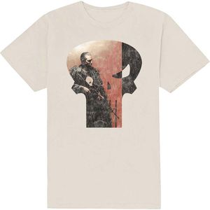 Marvel The Punisher - Skull Outline Character Heren T-shirt - L - Creme