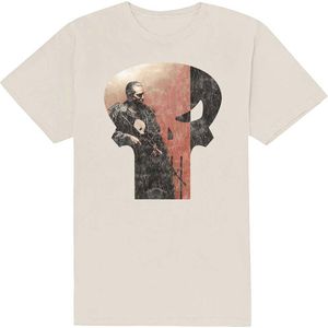 Marvel The Punisher - Skull Outline Character Heren T-shirt - S - Creme