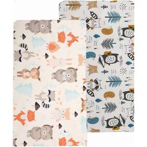 Goodivery ® Babyhoeslakens, set van 2, 60 x 120 cm, babyhoeslaken, voor jongens, zachte microvezel, hoeslaken voor babybed, kinderbed (parken voor dieren)