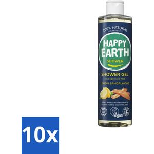 Happy Earth – Douchegel – 100% Natuurlijk Men Protect – 300 ml - Bulkverpakking - 10 stuks