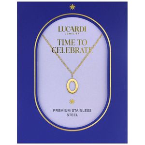 Lucardi Dames Stalen goldplated ketting letter O - Ketting - Staal - Goudkleurig - 47 cm