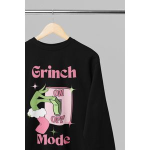Foute kersttrui - Grinch mode - Wurban Wear | 18+ | Grappige sweater | Leuk cadeau | Unisex sweater | Oversized sweater | Kersttrui heren | Foute kerstkleding | Kerst sweater | Kerst diner | Kersttrui dames | Foute kersttruiendag 2025 | Zwart