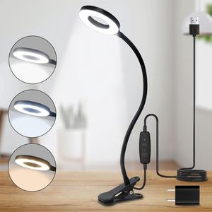 LED-Bureaulamp Klemlamp 3 Kleurtemperaturen 10 Helderheidsniveaus En Traploos Dimmen 360° Flexibele Clip-On Ring-Leeslamp Voor Thuiskantoor - Neklengte 40 CM - Verstelbare Halslamp