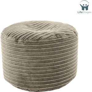 LifeStages - Voetenbankje Of Poef - Ronde Zitzak Voetenbank - Woonkamer Jumbo Koord Voetensteun voor Binnengebruik - Lichtgewicht Gaming Pouf voor Volwassenen - Duurzaam Ergonomisch Ontwerp voor Urenlange Ontspanning - (Staal)