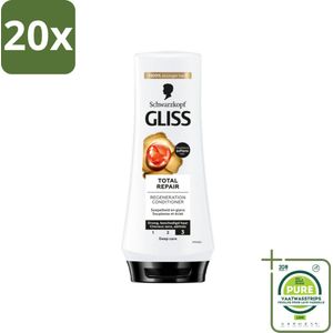 20 x Gliss - Hair Repair - Conditioner voor Totaal Herstel - 200 ml - Grootverpakking - Haar Conditioner - Haar Herstel - Droog Haar - Beschadigd Haar - Keratine Conditioner