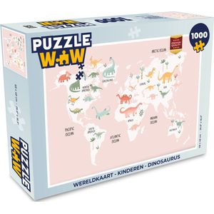 Puzzel Wereldkaart - Kinderen - Dinosaurus - Legpuzzel - Puzzel 1000 stukjes volwassenen