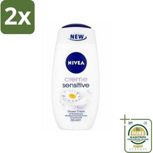 Nivea - Crème Sensitive - Douchecrème - 250 ml - Voordeelverpakking - 2 stuks - Gevoelige huid - Douchecrème
