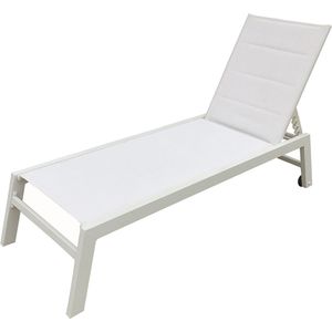 BARBADOS ligstoel in wit textilene - wit aluminium