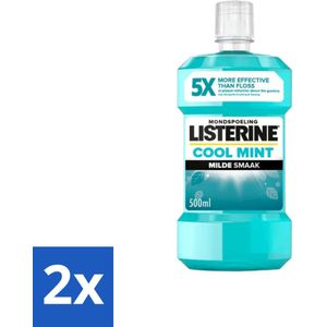 Listerine – Mondwater – Cool Mint – Milde smaak zonder alcohol – 500 ml - Voordeelverpakking - 2 stuks
