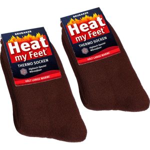 BRUBAKER 2 Paar Heat my Feet Unisex Thermosokken - Warme Sokken - Huissoken - Skisokken - Bruin – Maat 43-46