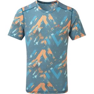 Ronhill - Heren Hardloopshirt - Tech Golden Hour Tee - Legion Blue Chevron - Polartec Delta - Maat XL