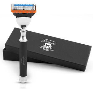 Haryali London 5 Edge Scheermes voor Mannen - Smart Grip 5 Blade Damesscheermes & Herenscheermes - Lichaams- en Gezichtsscheermes - Herbruikbaar Scheermes - Zwart