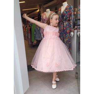 Sprookjesachtig communiekleed/feestkleed voor kinderen met hoepelrok - roze - 14 jaar