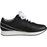Lei - Nika - Sneakers - Zwart - Profielzolen - Snoersluiting - Glad Leer