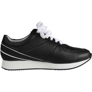 Lei - Nika - Sneakers - Zwart - Profielzolen - Snoersluiting - Glad Leer