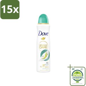 15 x Dove – Deodorant Spray – Peer & Aloe Vera – 150 ml - Grootverpakking - Anti-transpirant - Deodorant Spray - Zweetvermindering - Frisse Geur - Huidverzorging