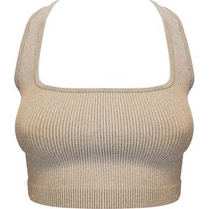 MAGIC Bodyfashion Dames Crop Tanktop Beige