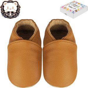 Somic Babyschoenen Jongens Leer - Baby Schoenen Meisjes Zachte Zool - Babyschoentjes Meisje Flexibele Zool - Antislip Eerste Loopschoentjes -Zachte Leren - maat XL – 18-24 maanden - 14 cm - Bruin