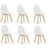 KITO - Eetkamerstoelen - set van 6 eettafel stoelen - wit