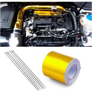 Folietape auto aluminiumfolie reflecterend zelfklevend hitteschild-wikkelband hittebestendig warmtereflecterende achterkant folie - 10m x 5cm .