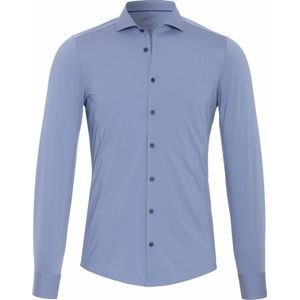 Pure Heren Overhemd Polyamide 4 Way Stretch Donkerblauw Cutaway Slim Fit - 45