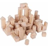 Zak met 100x stuks houten blokken - bouwen constructie speelgoed jongens en meisjes
