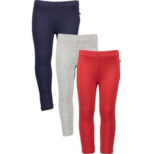 Blue Seven - 3pack - Leggings - Biologische Katoen - Blauw - Grijs - Rood - Maat 122