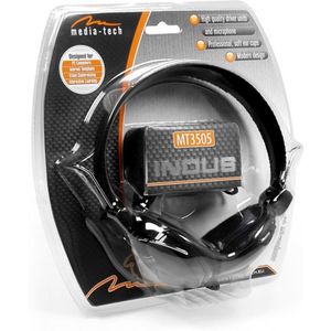 Media-Tech - T3505 INDUS - Hoofdtelefoon - Zwart - Met Microfoon - 2,5m Kabel