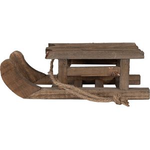 Clayre & Eef Decoratie Slee 30x11x10 cm Bruin Hout Kerstdecoratie