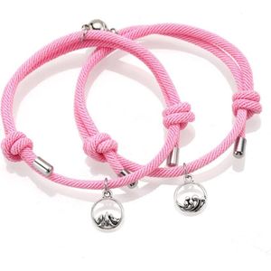 Armband set met magneet -  Koppel armband - Roze - Armband dames - Armband heren - Romantisch cadeau - Vriendschap armband