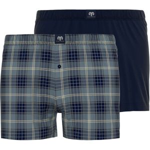 CECEBA heren 2P wijde boxershorts check blauw